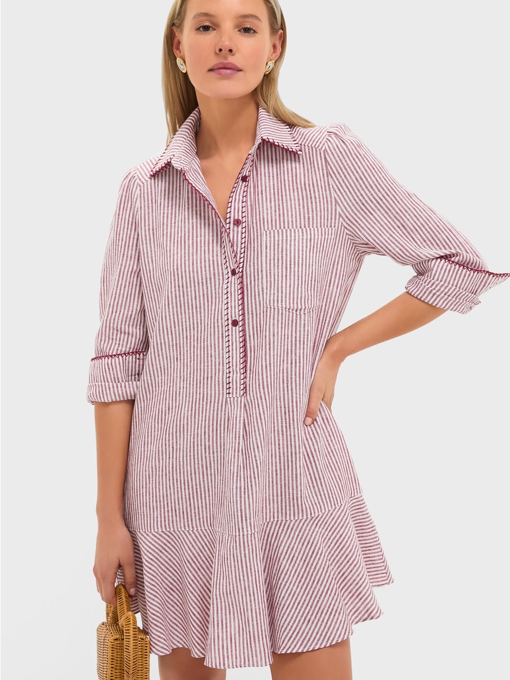 Tuckernuck Red & White linen Callahan dress size S - Picture 1 of 4